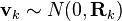 \textbf{v}_{k} \sim N(0, \textbf{R}_k) 